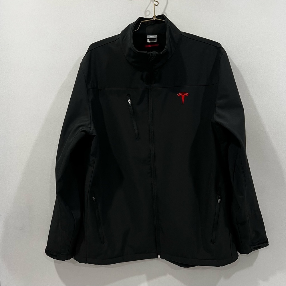 Tesla Men's Sz Large Motor Corporate Employee Black Jacket Red Embroidered Logo